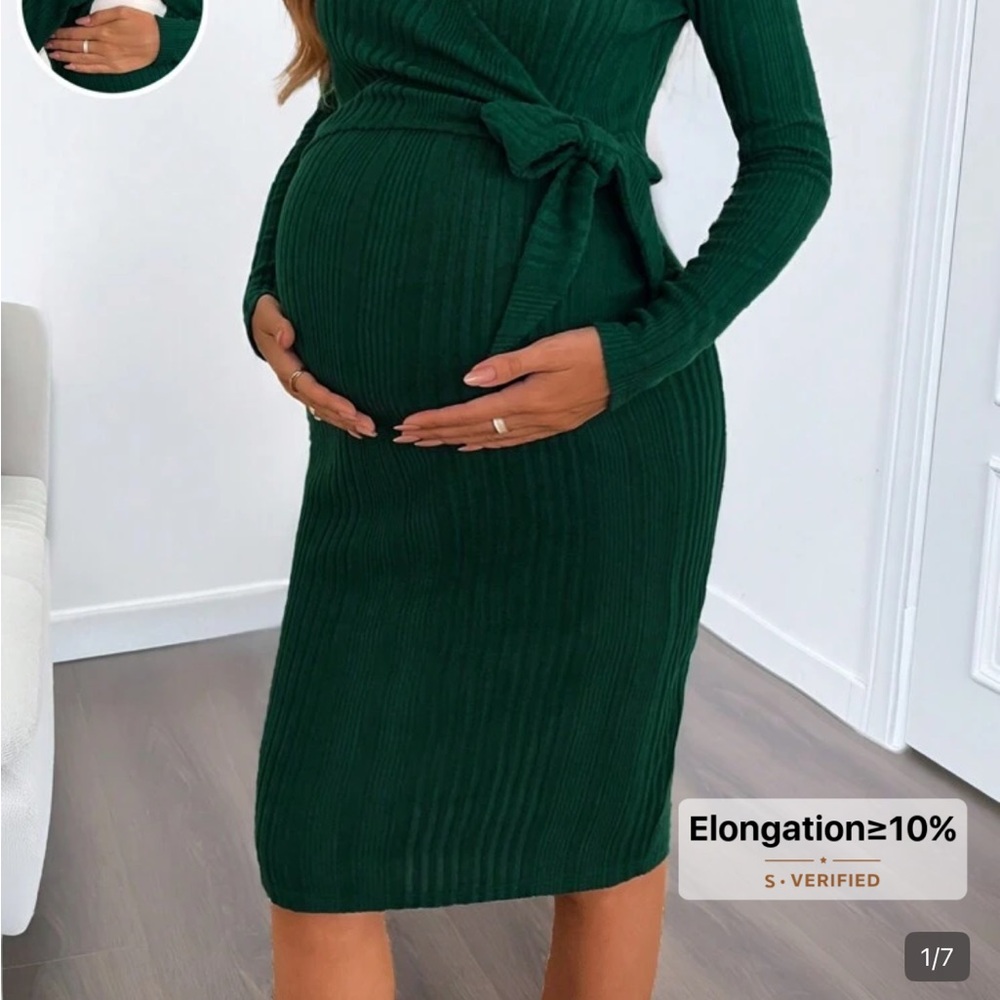 Elegant Green Maternity Dress